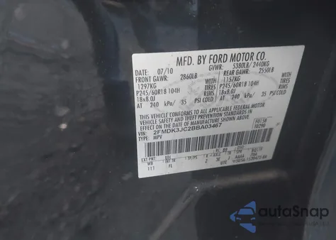 2011 Ford Edge Sel z USA, uszkodzony, nr VIN 2FMDK3JC2BBA03467